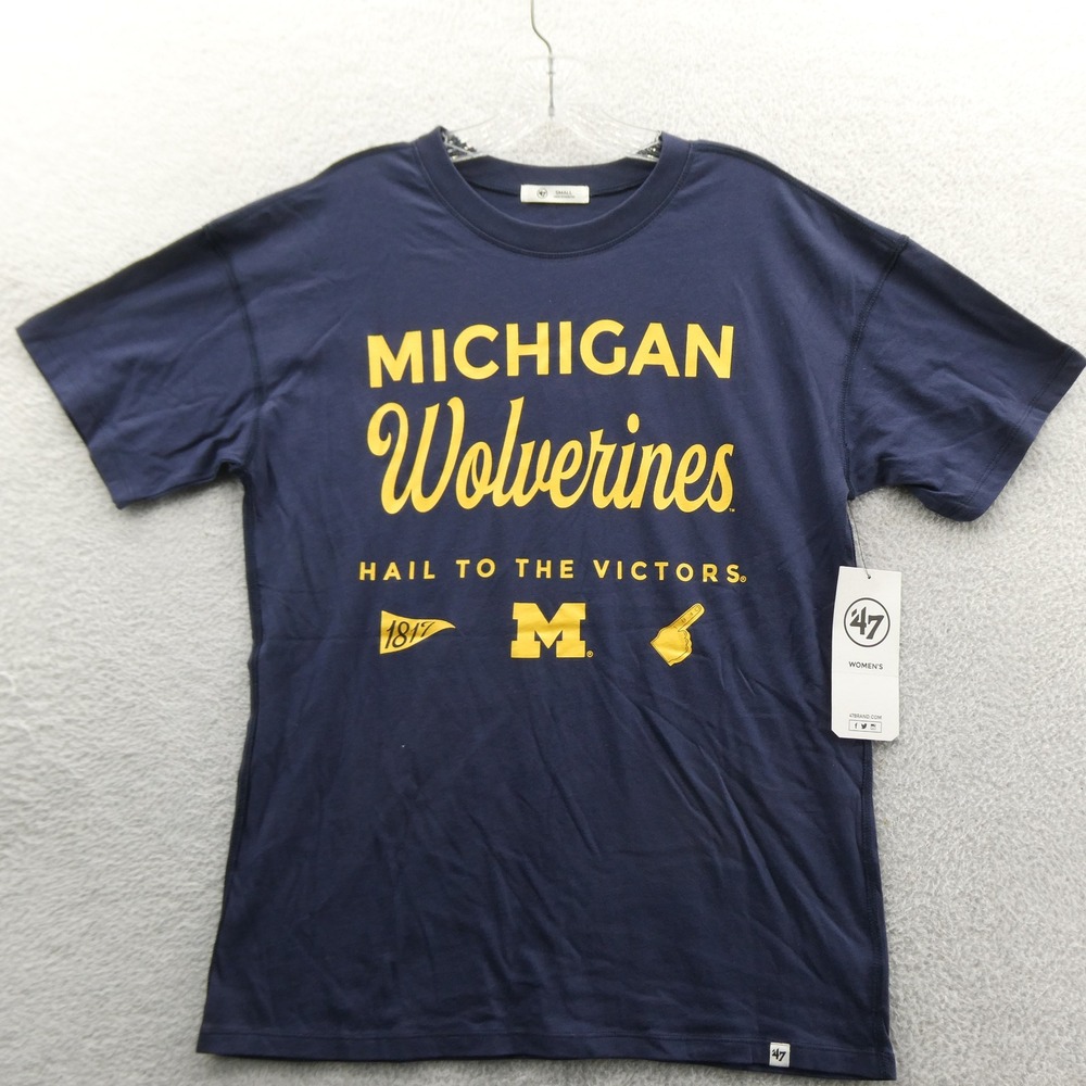 47 Brand Shirt Womens Small Michigan Wolverines Navy Blue Hail To The Victors
